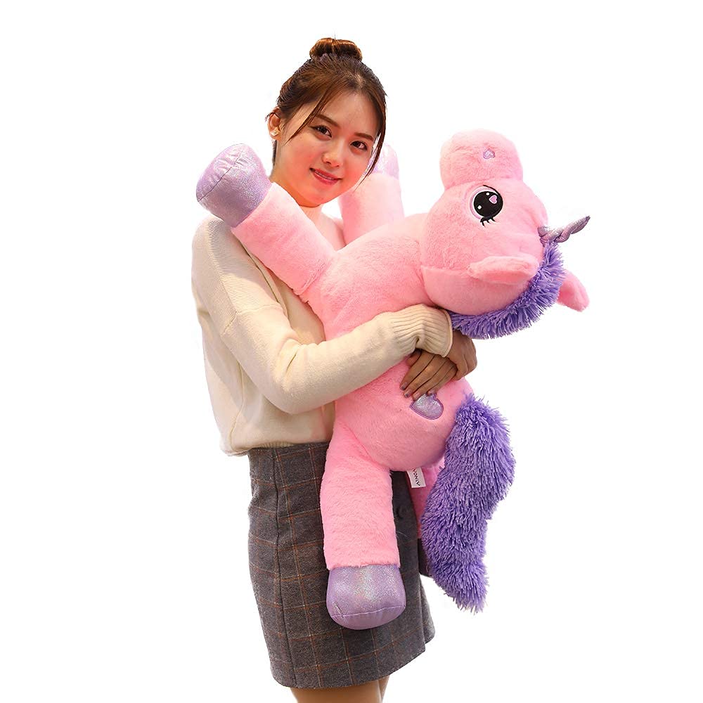 43" Giant Unicorn Stuffed Animal, Unicorn Plush Pillow Toys Big Plushy Fluffy, Gift for Girls Kids Boys Girlfriend, White & Purple