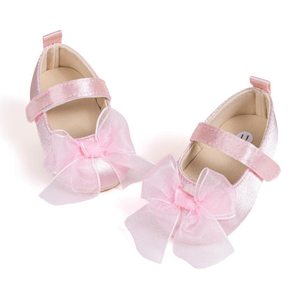 Meckior Infant Baby Girls Boys Handmade Princess Flats Toddler First Walkers Soft PU Leather Non-Slip Crib Wedding Dress Shoes