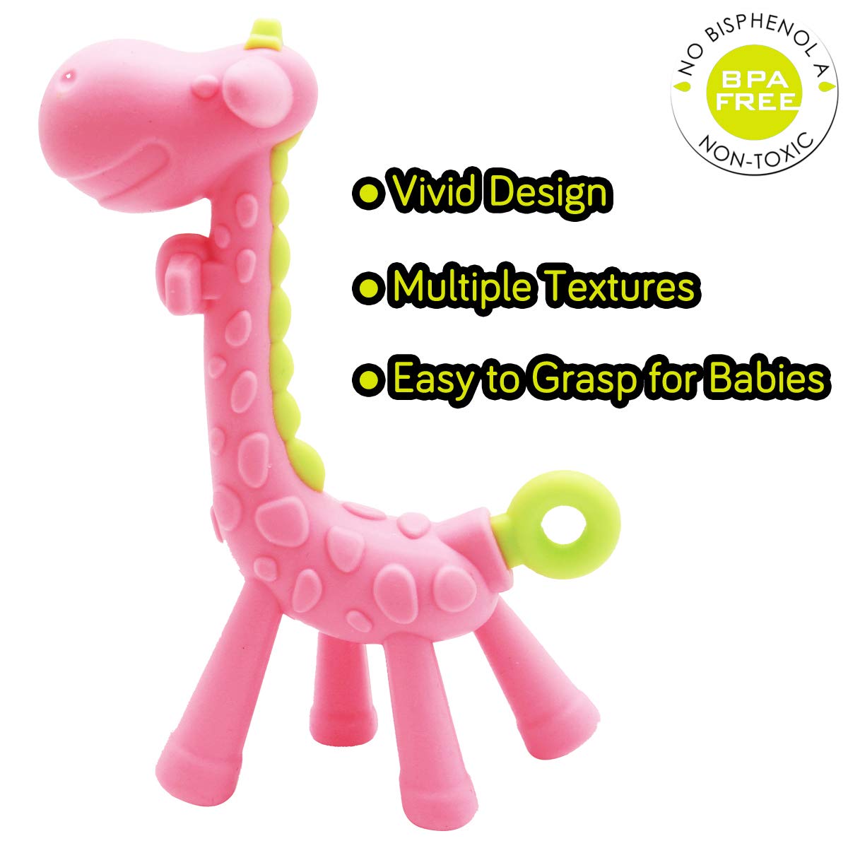 Medical-Grade Teething Toys for Babies 0-6 6-12 12-18 Months - with 4 × Adorable Baby Teethers & 2 × Baby Fruit Feeders - Soft Textures for Infant and Toddlers (Pink)