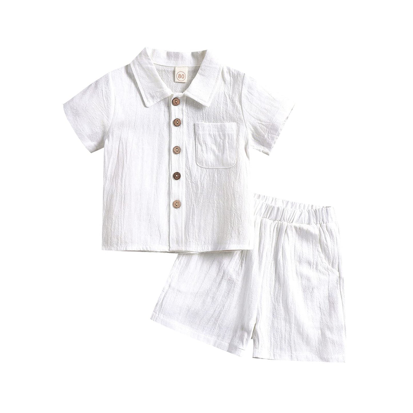 Toddler Baby Boy Linen Outfit Button Down Shirt Plain Shorts Cute Infant Newborn Photoshoot Clothes Summer 2Pcs Set