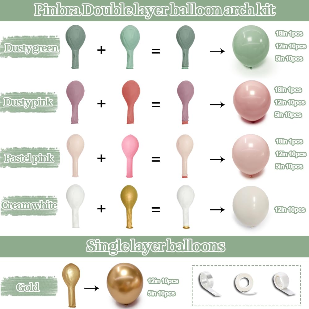 Dusty Pink Brown Balloon Garland Nude Tan Pink Rose Gold Metallic Double Stuffed Dusty Rose Mauve Blush Beige Balloon Arch Kit for Baby Shower Birthday Bridal Wedding Party Decoration