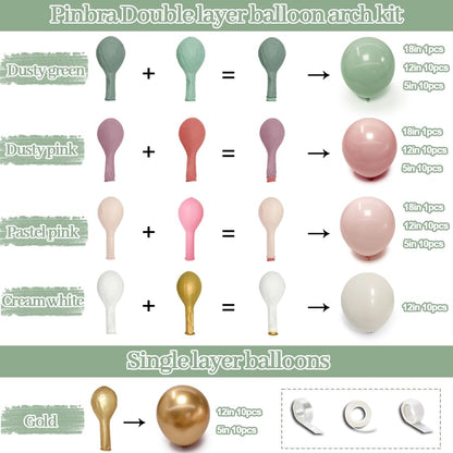 Dusty Pink Brown Balloon Garland Nude Tan Pink Rose Gold Metallic Double Stuffed Dusty Rose Mauve Blush Beige Balloon Arch Kit for Baby Shower Birthday Bridal Wedding Party Decoration