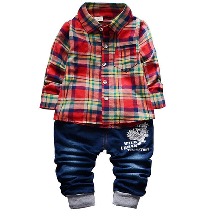 Yao 9M-5T Spring Autumn Baby Boys 3pcs Clothing Set Cotton Shirt Jeans Denim Vest