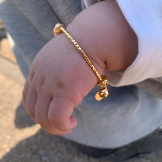 Ethlyn 2pcs/lot Baby Bangles For infant Boys Girls Gold Plated Beads Bells Toddlers Bangles Bracelets