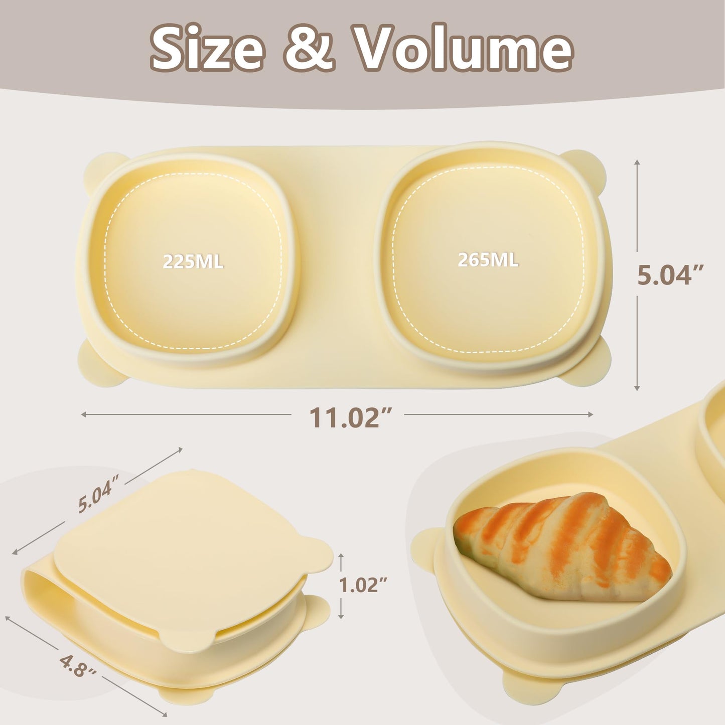 Silicone Foldable Novelty Dinner Plates,Baby Plates Travel Essential with Forks and Spoons,Microwave & Dishwasher SafeWatermelon