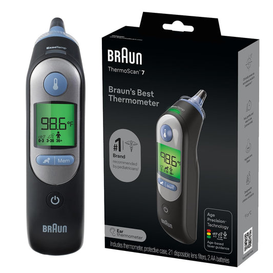 Braun ThermoScan 7+ Connect Digital Ear Thermometer - Family Care App Compatible, Age Precision Technology, Color-Coded Display, No. 1 Brand Recommended by Pediatricians, FSA and HSA Eligible
