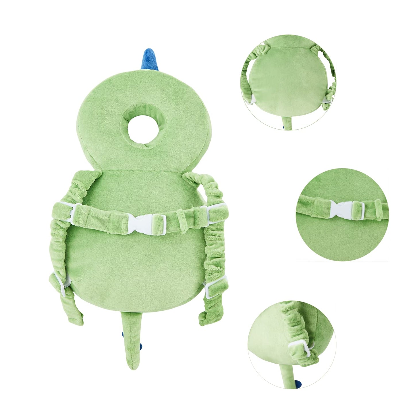 Baby Back Potection Toddler Safety Protector Cushion Pad Toddler Backpack for Crawling Walking Adjustable Toddlers Back Safety Pad for Boys and Girls(Green Dinosaur)