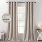 MIULEE 100% Blackout Linen Textured Curtains for Bedroom Solid Thermal Insulated Natural Beige Grommet Room Darkening Curtains & Drapes Luxury Decor for Living Room Nursery 52 x 84 Inch (2 Panels)