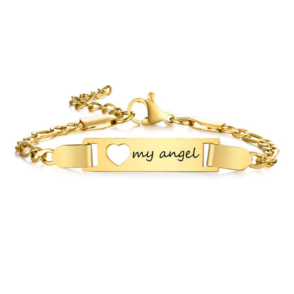 Personalized Baby Bar Bracelet : 18K Gold Plated Custom Name ID Plate Bracelet for Children Toddler from Mom, Engraved Kid Name for Daughter Son, New Born Birthday Gift,Adjustable,Nickel free