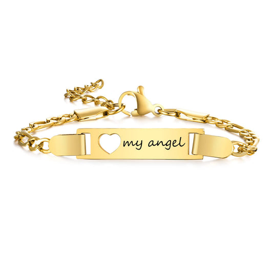 Personalized Baby Bar Bracelet : 18K Gold Plated Custom Name ID Plate Bracelet for Children Toddler from Mom, Engraved Kid Name for Daughter Son, New Born Birthday Gift,Adjustable,Nickel free
