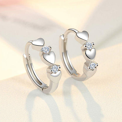 CiNily 14K White Gold Plated Small Hoop Earrings for Women Girls Heart Cubic Zirconia Hypoallergenic Earrings