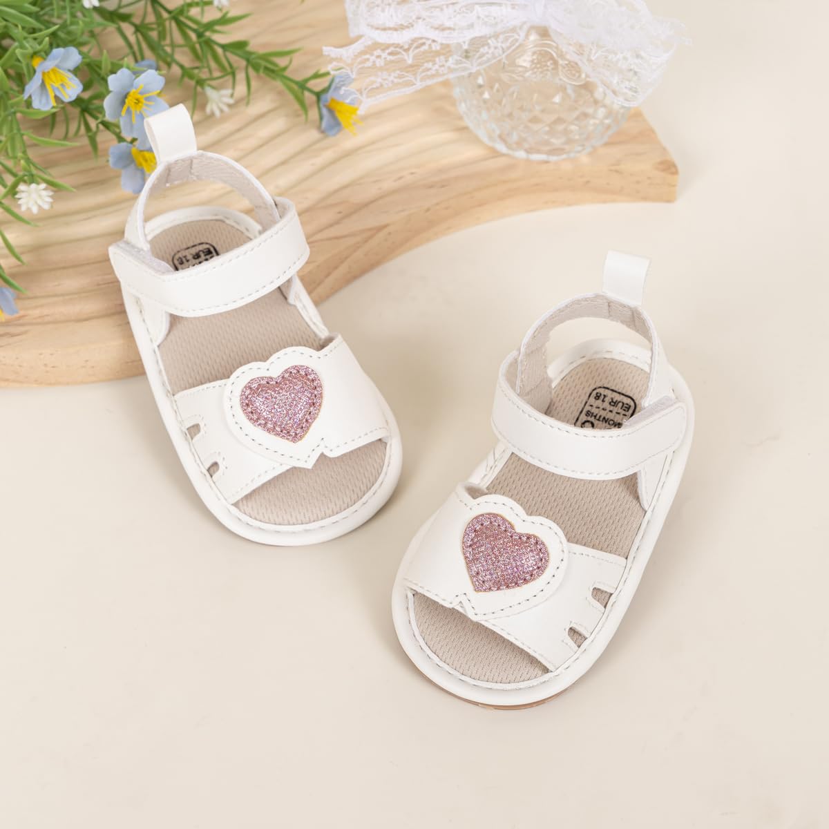 Oamico Baby Girl Sandals Infant Soft Anti-Slip Rubber Sole Casual Beach Sandals Newborn Bowknot Outdoor First Walker Summer Shoes for Baby Girls Flat Sandal