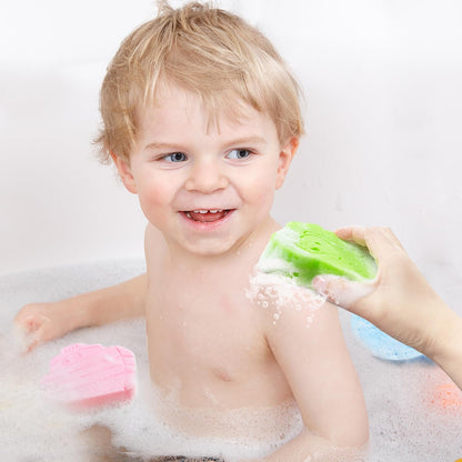 Baby Bath Sponge, Natural Cute Shapes Soft Shower Sponges for Bathing, Bathtub Foam for Infants and Toddler, 3pcs : Blue Dolphin, Pink Shell, Green Turtle
