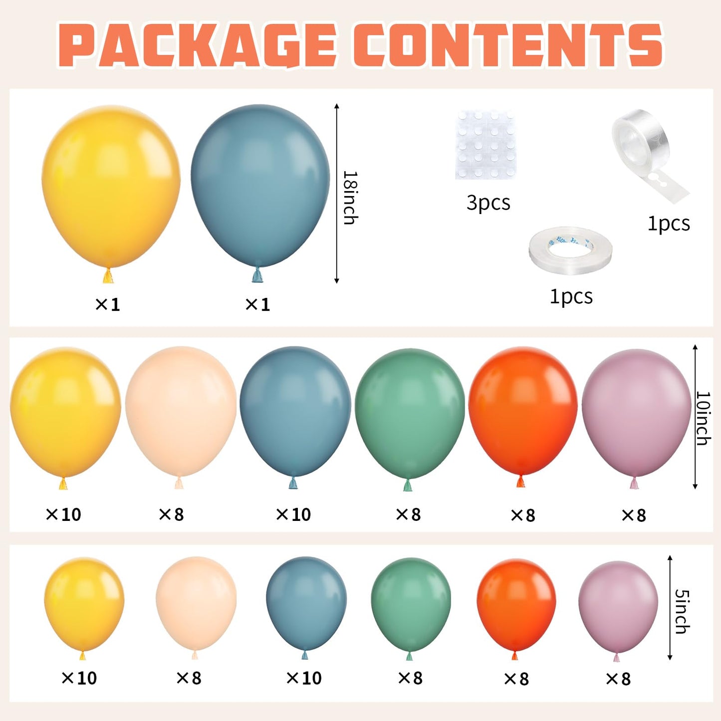 Ivory White Balloon Arch Kit,Boho Balloon Garland with Pastel Orange Cream Beige Champagne Gold White Sand Balloons for Neutral Baby Shower Wedding Boho Bridal Party Decorations