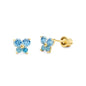 14k REAL Yellow Gold Butterfly Stud Earrings with Screw Back- 12 Different Color Available