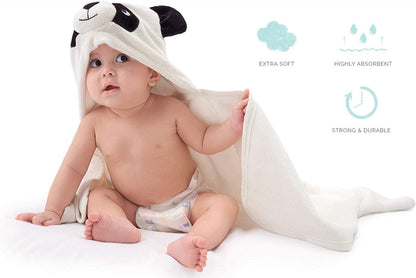 HIPHOP PANDA Hooded Towel - Rayon Made from Bamboo, Bath Towel with Bear Ears for Newborn, Babie, Toddler, Infant - Absorbent Large Baby Towel - Yellow Duck, 30 x 30 Inch