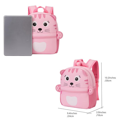 KK CRAFTS Preschool Toddler Backpack with Leash, 3D Cute Cartoon Neoprene Animal Schoolbag for Kids Boys Girls(Pink Dinosaur)