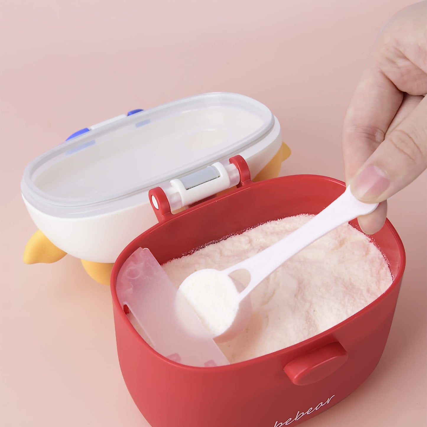 Bebamour Baby Formula Dispenser On The Go, Formula Container to Go, Formula Holder for Travel, Candy Fruit Snack Storage Container with Scoop and Leveller (Black)