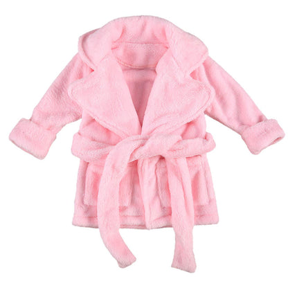 Qiylii Unisex Baby Plush Bathrobe Plain Kimono Gown Newborn Toddler Girls Boys Towel Robe Nightwear Clothes
