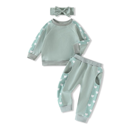 AMAWMW Infant Baby Girl Clothes Long Sleeve Loose Sweatshirts Pockets Pants Headband Outfits Fall Winter Spring Gift