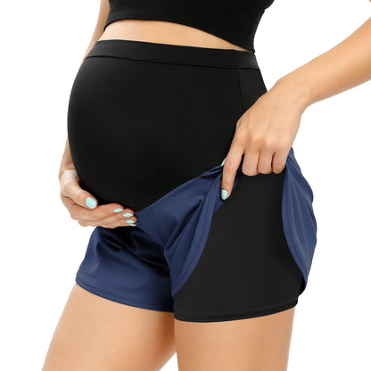 POSHGLAM Women‘s Maternity Shorts Over Belly Workout Running Casual Summer Pregnancy Shorts