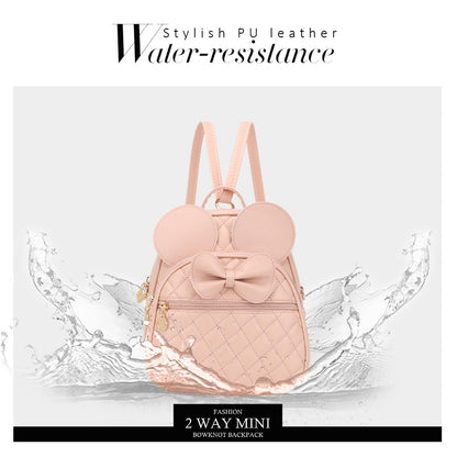 KL928 Girls Bowknot Polka Dot Cute Mini Backpack Small Daypacks Convertible Shoulder Bag Purse for Women