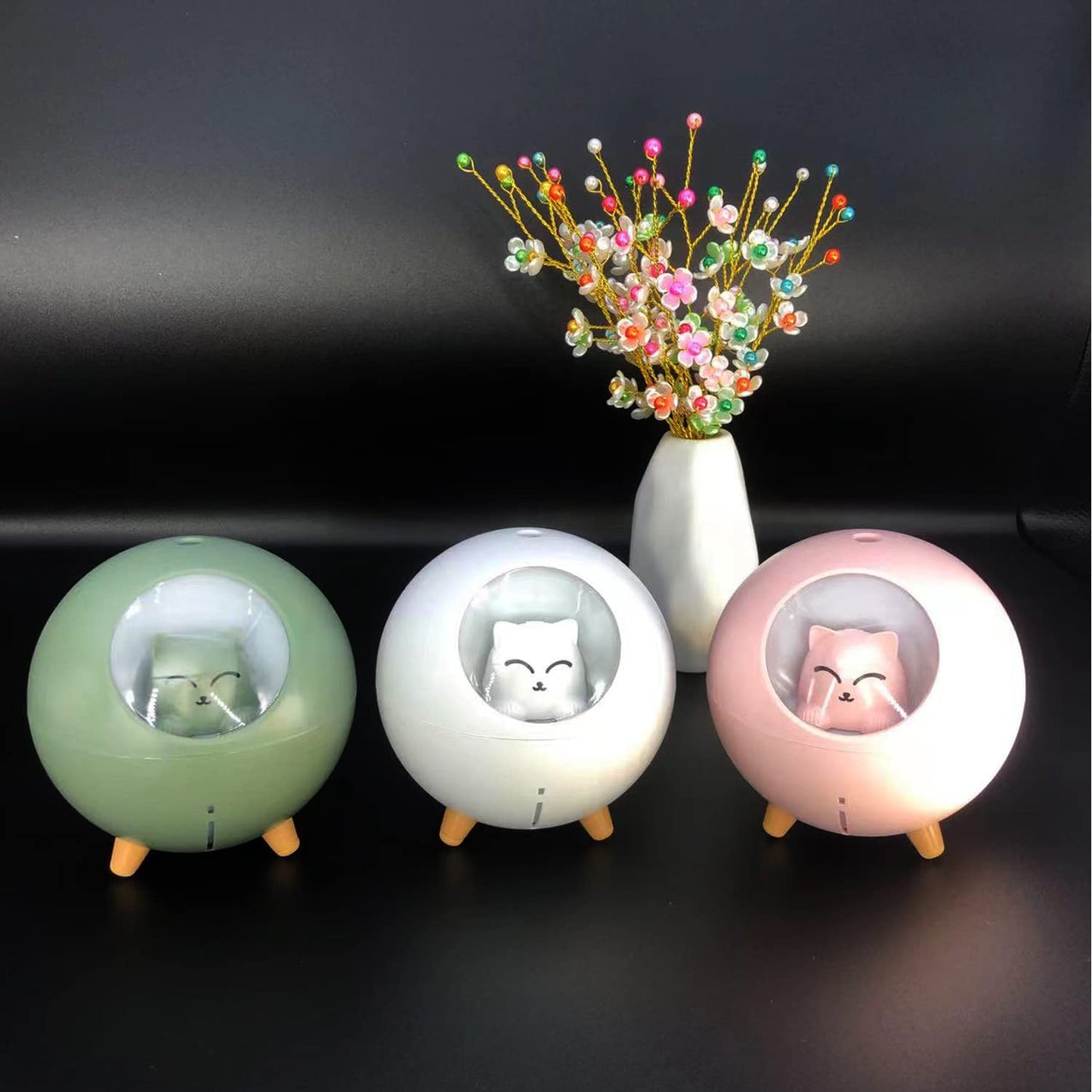 Lovely Quiet Mini Humidifier for Nursery - 7-Color Light, 2 Spray Modes, Auto Shut Off (White)