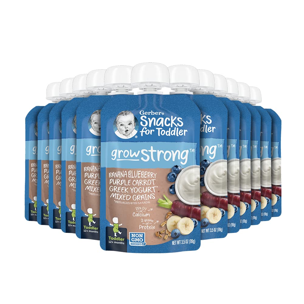 Gerber Baby Food Pouches, Toddler 12+ Months, Assorted Fruit Variety Pack, 3.5 Ounce (Set of 18)