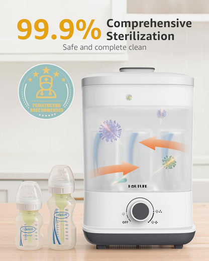 Baby Bottle Sterilizer | Esterilizador de Biberones, 6-in-1 HAUTURE Bottle Sterilizer and Dryer, Electric Steam Bottle Sanitizer for Baby Stuffs, Baby Bottles & Breast Pump Accessories