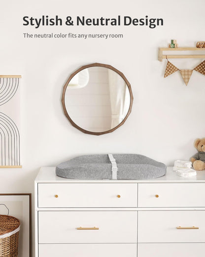 Blissful Diary Baby Changing Pad with Waterproof Lining Foam, Includes a Soft & Washable Cover, Contoured Changing Table Pads for Dresser Top with Non-Slip Bottom, 32”×16” (Grey, Avocado)