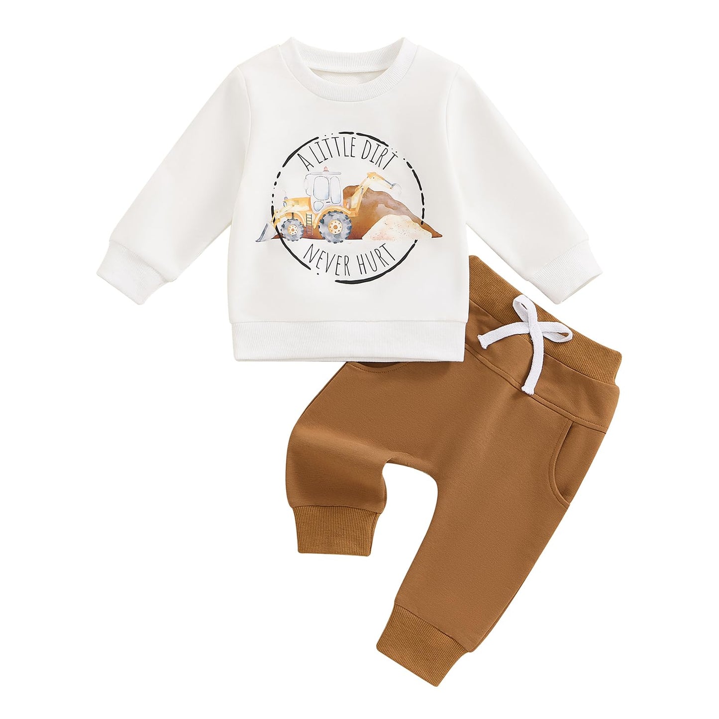Toddler Baby Boy Fall Winter Outfits Tractor Print Long Sleeve Sweatshirt Pants Set Kids Sweatsuit Clothes