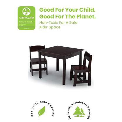 Delta Children MySize Kids Wood Table and Chair Set (2 Chairs Included) - Ideal for Arts & Crafts, Snack Time, & More - Greenguard Gold Certified, Bianca White, 3 Piece Set