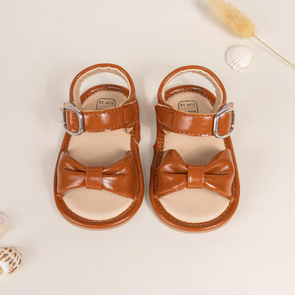 Oamico Baby Girl Sandals Infant Soft Anti-Slip Rubber Sole Casual Beach Sandals Newborn Bowknot Outdoor First Walker Summer Shoes for Baby Girls Flat Sandal