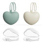 4pcs Pacifier Holder Case Set, 2pcs Silicone Portable Pacifier Pouch and 2pcs Transparent Pacifier Storage Container, Cute Heart Shape Pacifier Storage Case for Newborn Baby（Pink+Purple）