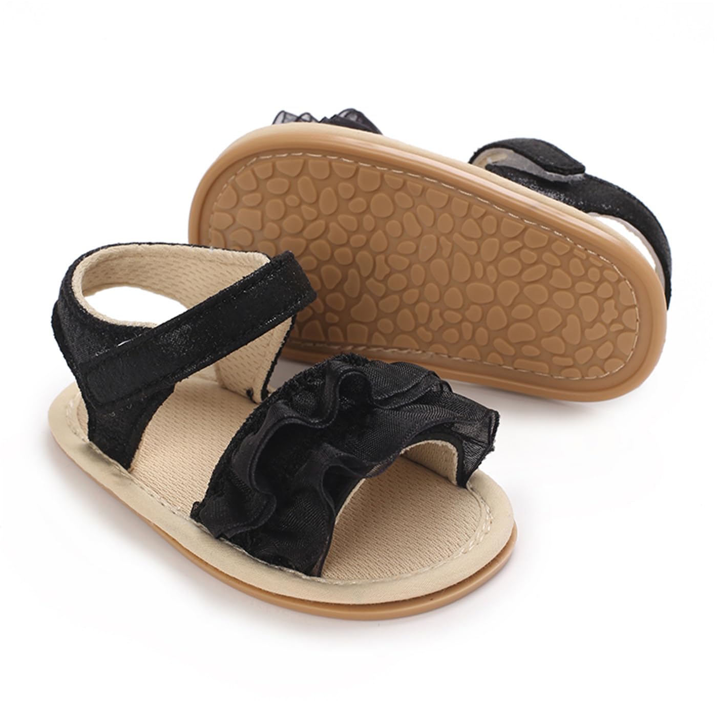 Timatego Infant Baby Girls Summer Sandals Anti-Slip Soft Sole with Flower Toddler First Walkers Crib Dress Shoes