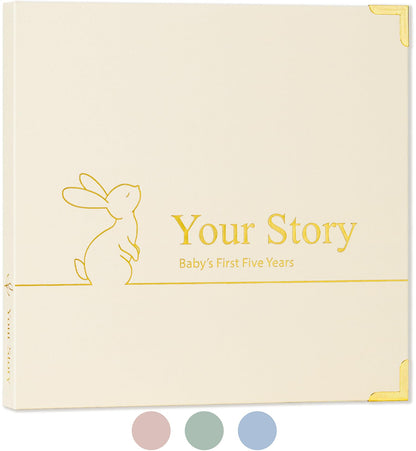 Baby Book Keepsake Boy or Girl Timeless Baby Memory Book First 5 Years for Baby Shower Gender Neutral Baby Scrapbook New Mom Gift Baby Journal from Birth to Age 5 Milestone Book Sage Green