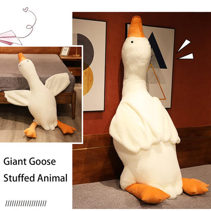 Giant White Goose Plush-51 in Soft Furry Swan Stuffed Animal Pillow,Huge Goose Plush Hugging Pillow Gifts for Every Age (51 in)