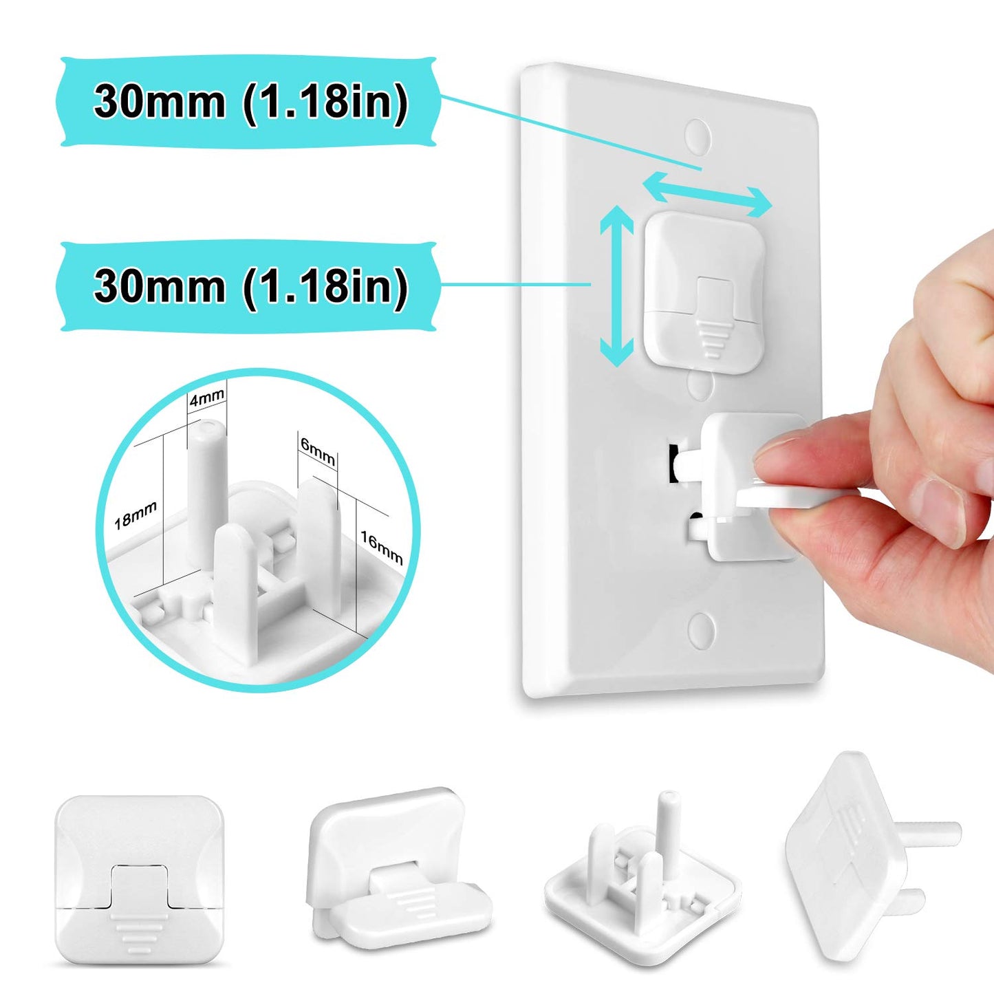 Mom's Choice Gold Awards Winner - Outlet Covers with Hidden Pull Handle Baby Proofing Plug Covers (45 Pack) 3-Prong Child Safety Socket Covers Electrical Outlet Protectors Kid Proof Outlet Cap