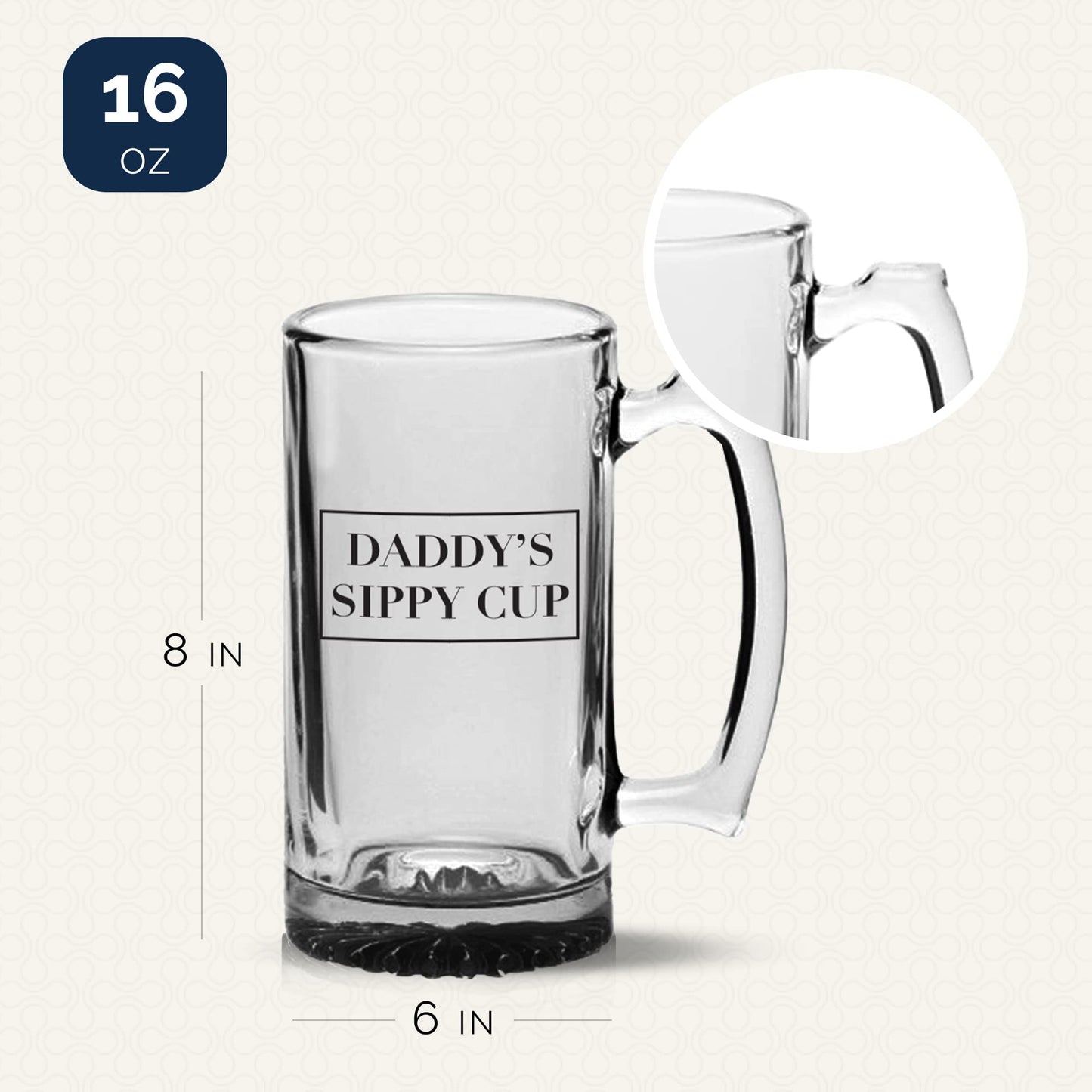 Your Dream Party Shop Daddy's Sippy Cup Beer Glass - 16oz Funny Beer Mug for New Dads - Gifts for Dad