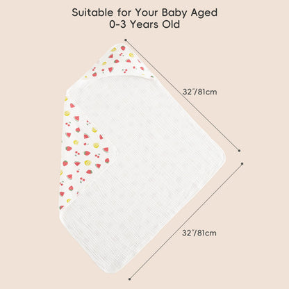 PHF 2 Pack Baby Hooded Towels, 100% Muslin Cotton Baby Bath Towel with Hood for Newborn, Infant, Toddler, Ultra Soft and Absorbent Baby Essentials Bath Towels for Girls, 32x32Inch, Floral