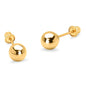 14k Yellow Gold 2,3,4,5,6mm Plain Hollow Gold Ball Children Screw back Baby Girls Stud Earrings