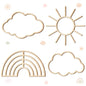 Kathfly4 Pieces Boho Nursery Cloud Star Wall Decor Wooden Babyroom Moon Rattan Wall Decor Wooden Rainbow for Children Baby Kids Boys Girls Bedroom Nursery Pendant(Cloud Moon Star)
