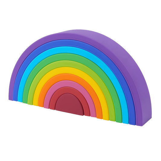 MCGMITT Rainbow Stacking Toy, Silicone Rainbow Stacker for Toddlers, Montessori Nesting Blocks, Building Creative Color Shape Matching Toy Set, 10 Layers