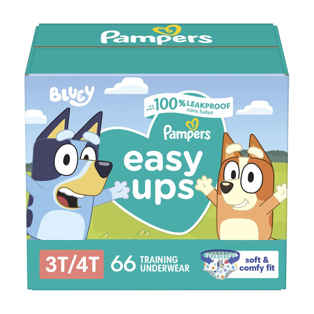 Pampers Training Pants - Easy Ups Boys & Girls Bluey - Size 4T-5T, 104 Count, Children's Potty Underwear (Packaging May Vary)