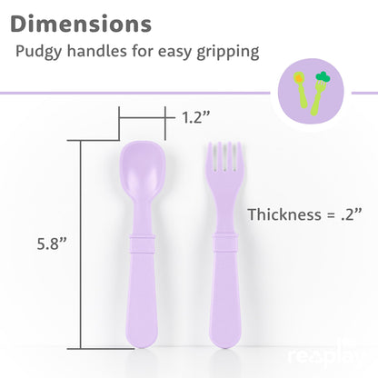Re-Play Toddler Forks and Spoons Set - 4x4 Utensils Set for Kids - Dishwasher and Microwave Safe - Made in USA - Pack of 8-5.8" x 1.2" x 0.2" - Princess