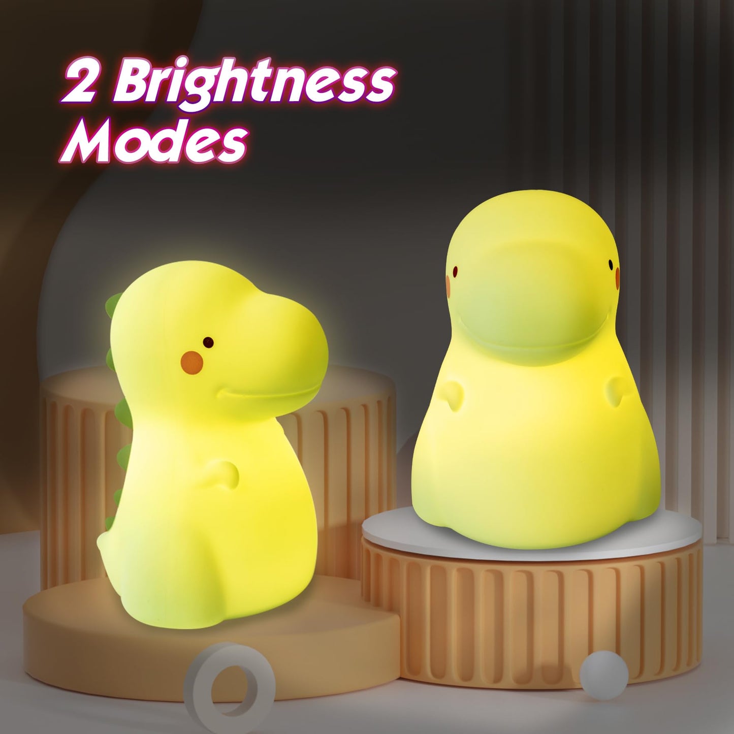 Children's Dinosaur Night Lamp, 7-Color Adjustable Breathing Dinosaur lamp, Portable Rechargeable LED Bedside lamp for Kindergarten, Boys and Girls' Toy Christmas Gift (Green)