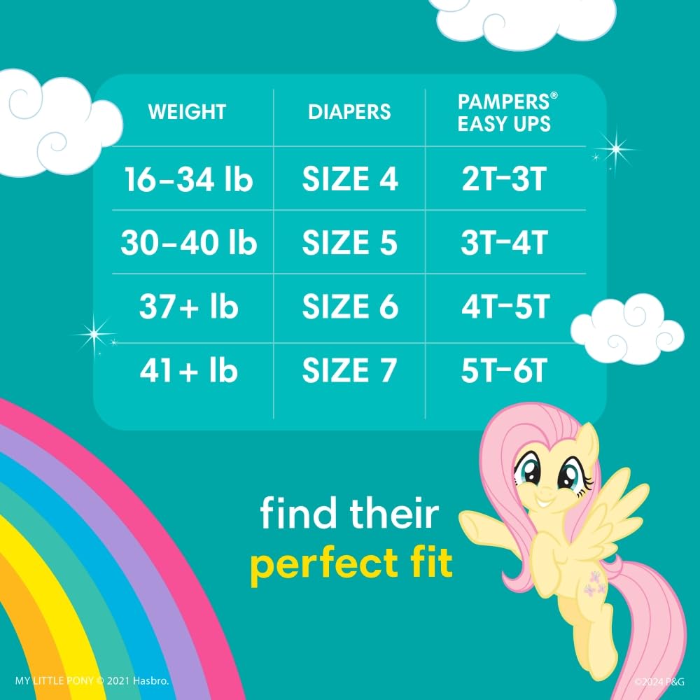 Pampers Training Pants - Easy Ups Girls & Boys - Size 5T-6T, 84 Count, Easy Pull Up & Down Design, My Little Pony Potty Underwear (Packaging May Vary)