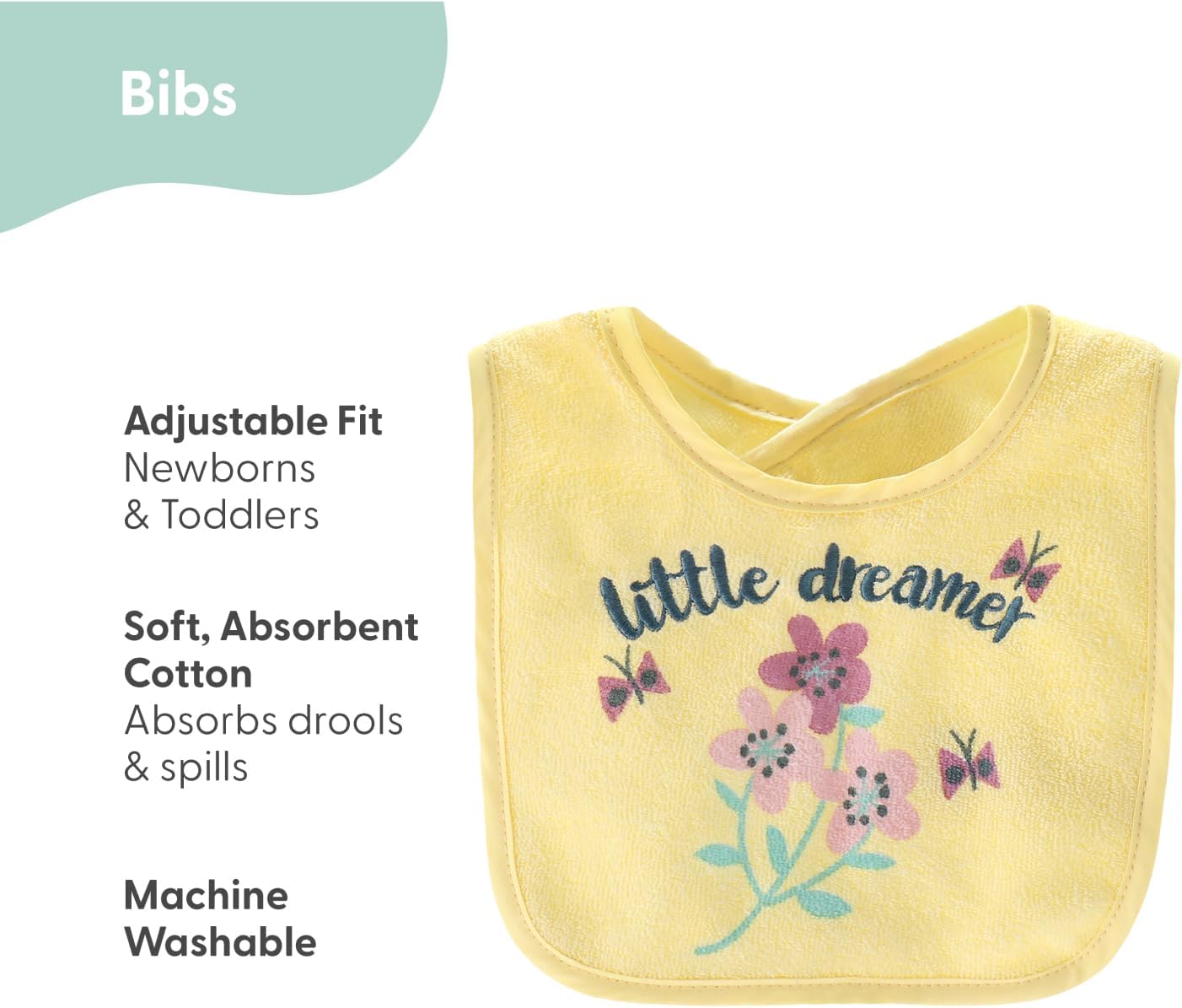 The Peanutshell Baby Girl Terry Bib Set of 10-100% Cotton, Soft, Absorbent Baby Bibs for Girls, Toddler Set, Newborn & Infant - Pastel Girl