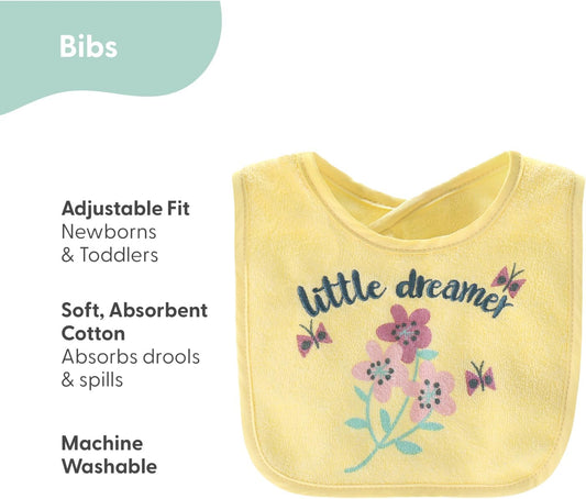 The Peanutshell Baby Girl Terry Bib Set of 10-100% Cotton, Soft, Absorbent Baby Bibs for Girls, Toddler Set, Newborn & Infant - Pastel Girl