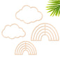 Kathfly4 Pieces Boho Nursery Cloud Star Wall Decor Wooden Babyroom Moon Rattan Wall Decor Wooden Rainbow for Children Baby Kids Boys Girls Bedroom Nursery Pendant(Cloud Moon Star)